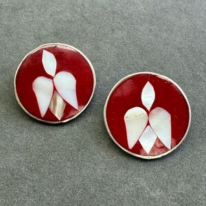 Elegant Red and White Earrings
